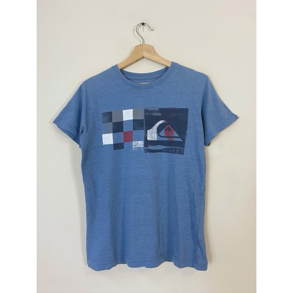 Vintage y2k‎ Quiksilver Surf Surfing Skate Checkered Logo Tee Shirt - Small